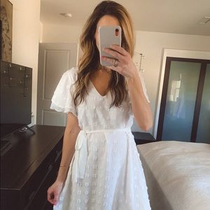 Swiss Dot Summer Dress Short Sleeves